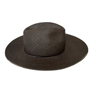 Janessa Leone Black Straw Fedora Small 4" Brim